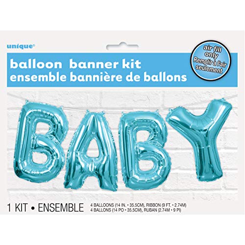 Shimmering Blue Baby Letter Foil Balloon Banner Kit (35cm) 1 Set - Perfect for Parties and Events - Image 3