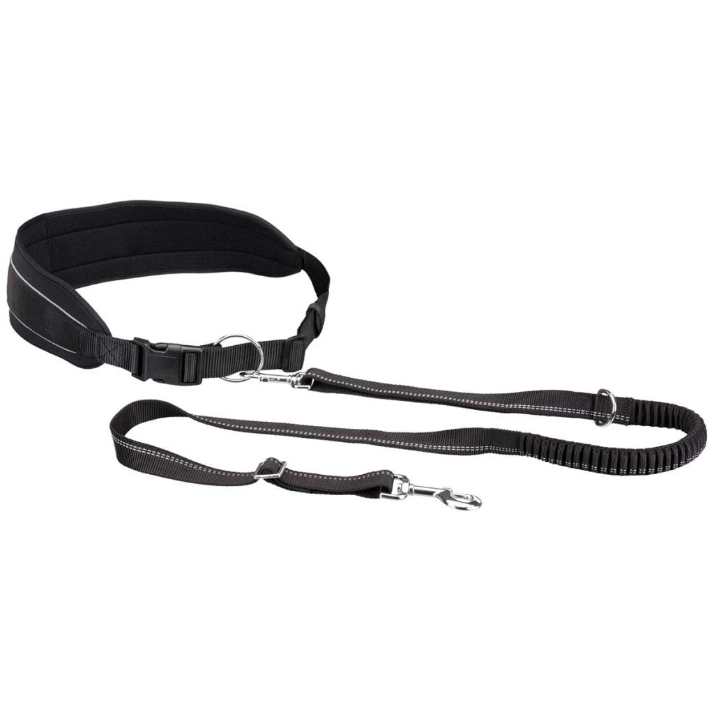 TRIXIE jogging leash for dogs with waist belt M-L, 47.2-59.1 inches, 0.98 inches in graphite/black