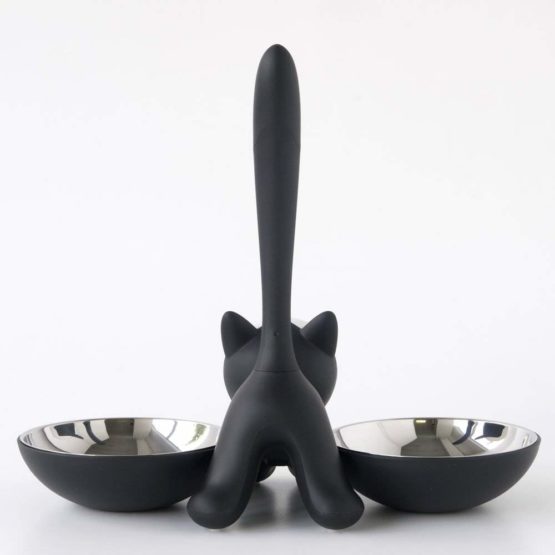 Alessi | Tigrito AMMI09 B - Design Cat Bowl, 18/10 Stainless Steel and Thermoplastic Resin, Black - Image 3