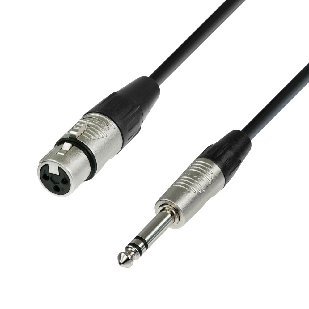 Adam Hall 4 Star Series 10m Rean XLR Female to 6.3mm Jack Stereo Microphone Cable, Black, 10 meters