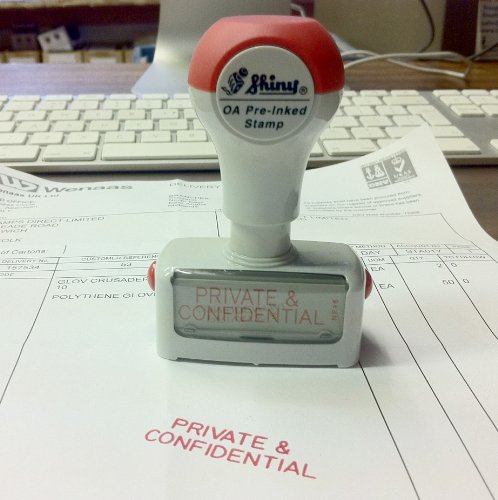 Shiny EN168/NP18, Pre-Inked Private & Confidential Stamp, Red, Standard - Image 2