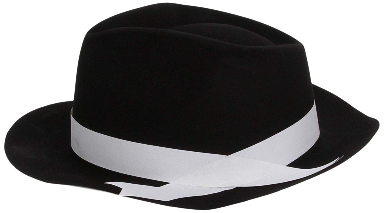 Al Capone Hat, Black, with Band, Flocked Plastic - Image 3