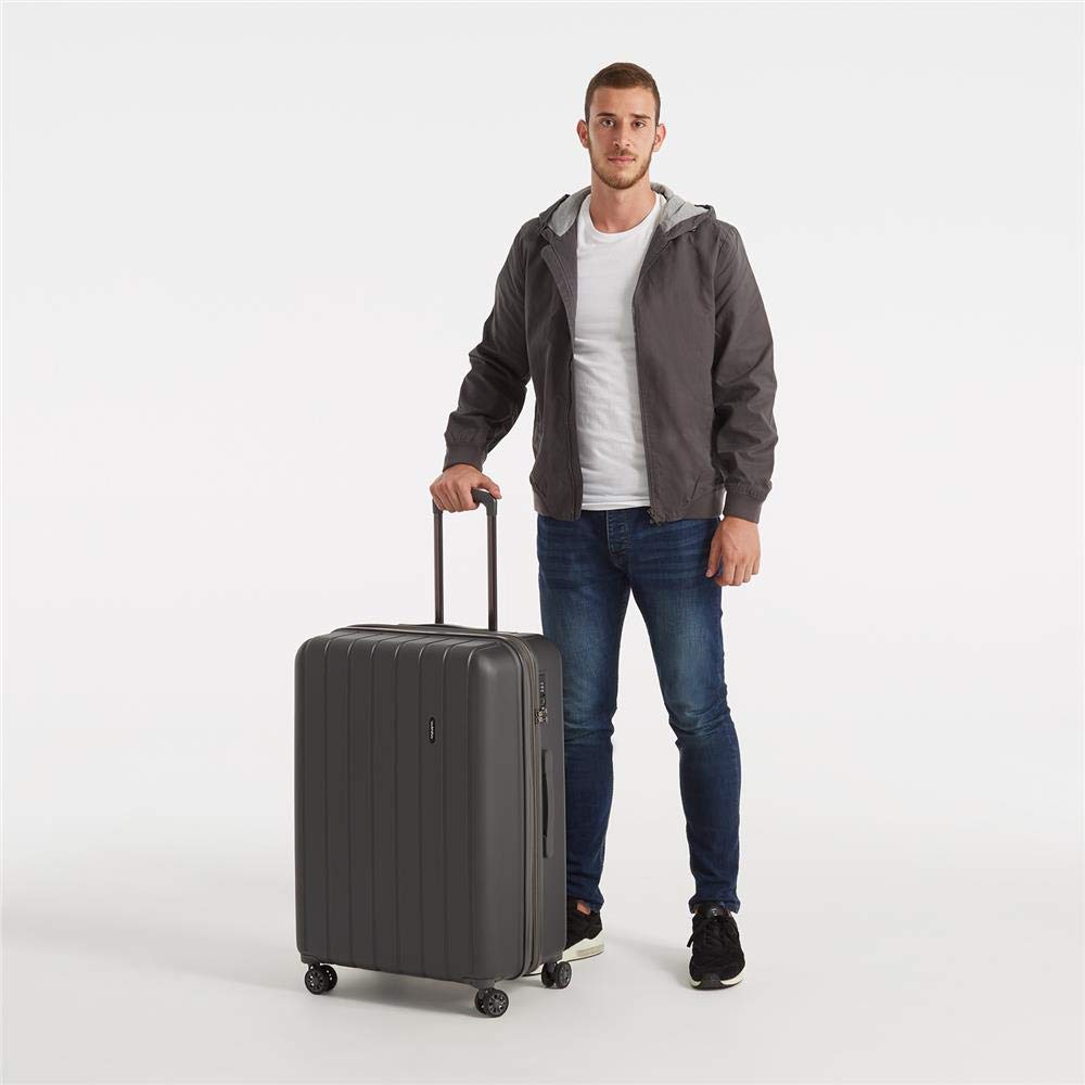Movom Wood Grey Big Suitcase 52x75x33 cm Rigid ABS TSA Lock 109 Litre 4.9 kg 4 Double Wheels, Anthracite, 75 cm - Image 3