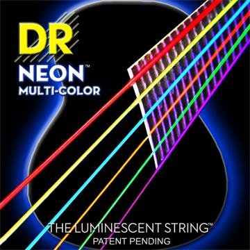 DR Strings NMCA-11 DR NEON Acoustic Strings, Custom Lite, Multi-Color, Full size 4/4, Multi-colour - Image 2