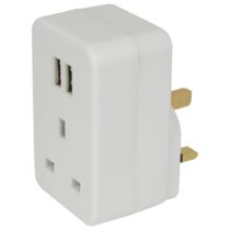 Plug Through UK Mains Adaptor With Dual USB Ports