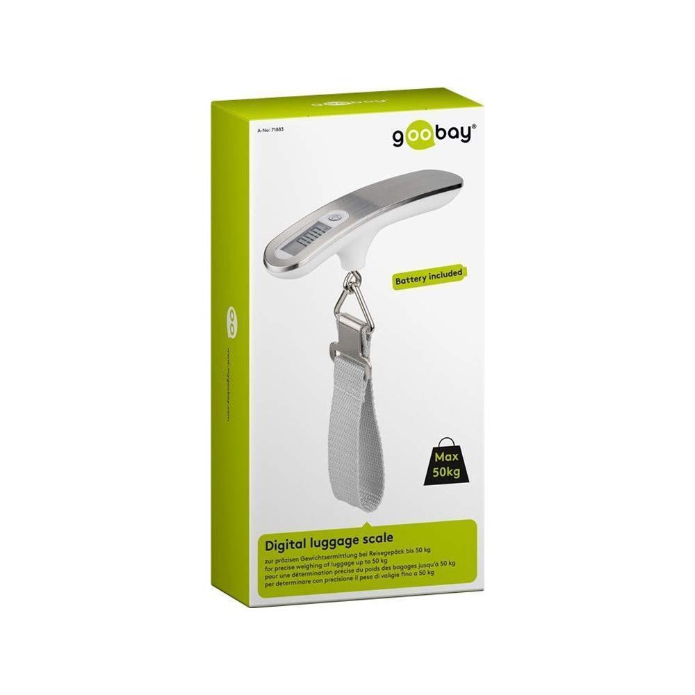 goobay Pèse bagage électronique de voyage 50kg max (Argent), silver, 17.7 x 22 x 4.2 cm - Image 4