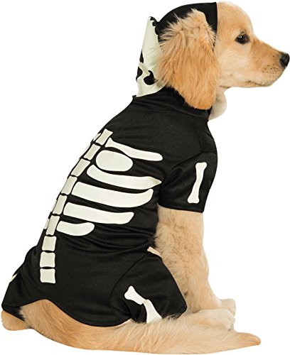 Official Rubie's Skeleton Hoodie Pet Dog Halloween Costume, Size: Medium Neck to Tail 15 inch, Chest 17 inch