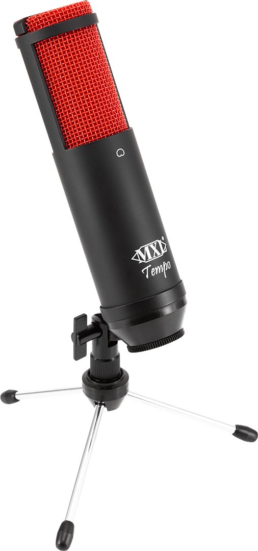 MXL Tempo USB Microphone, Black/Red, 2.95 x 5.91 x 12.20 inches