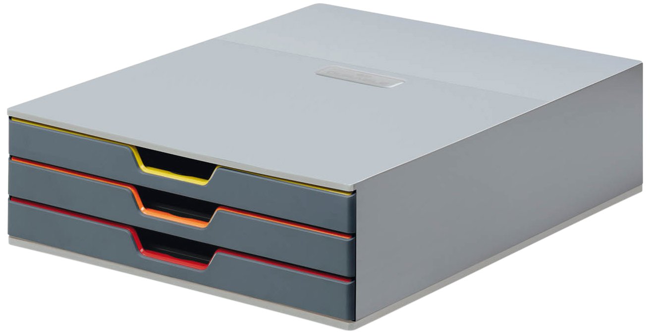 Durable VARICOLOR® 3 Drawer Unit - Desktop Drawer Set including 3 Colour Coded Draws - Perfect for Storing Documents and Paper Work