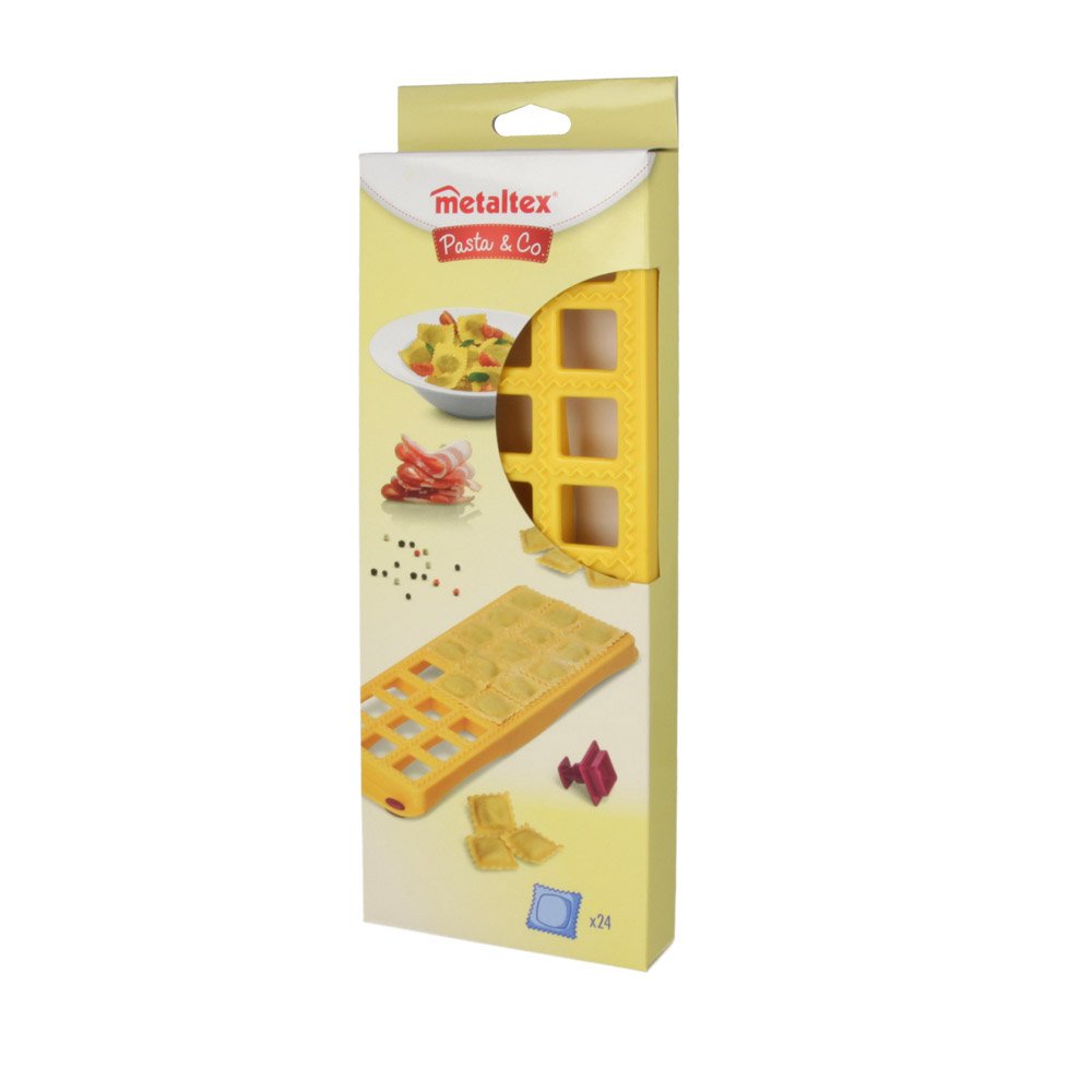 Metaltex 24-Piece Square Shape Ravioli Mould with Filling Ejector, Silver, 252322, 24 Ravioli - Image 3