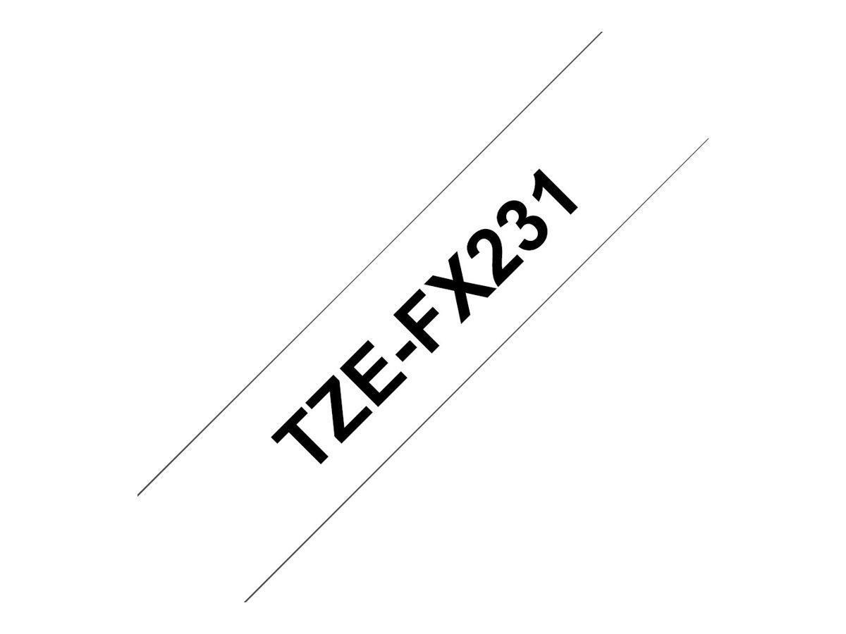 Brother TZe-FX231 Labelling Tape Cassette, Black on White, 12mm (W) x 8M (L), Flexible ID, Brother Genuine Supplies - Image 2