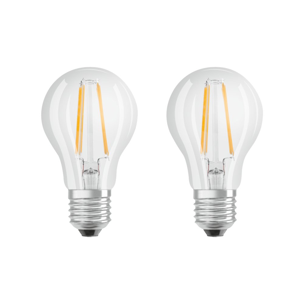 Osram LED Base Classic A, in Piston Shape with E27 Socket, Non-dimmable, 7W, Replaces 60 watts, flam Color Clear, Warm White