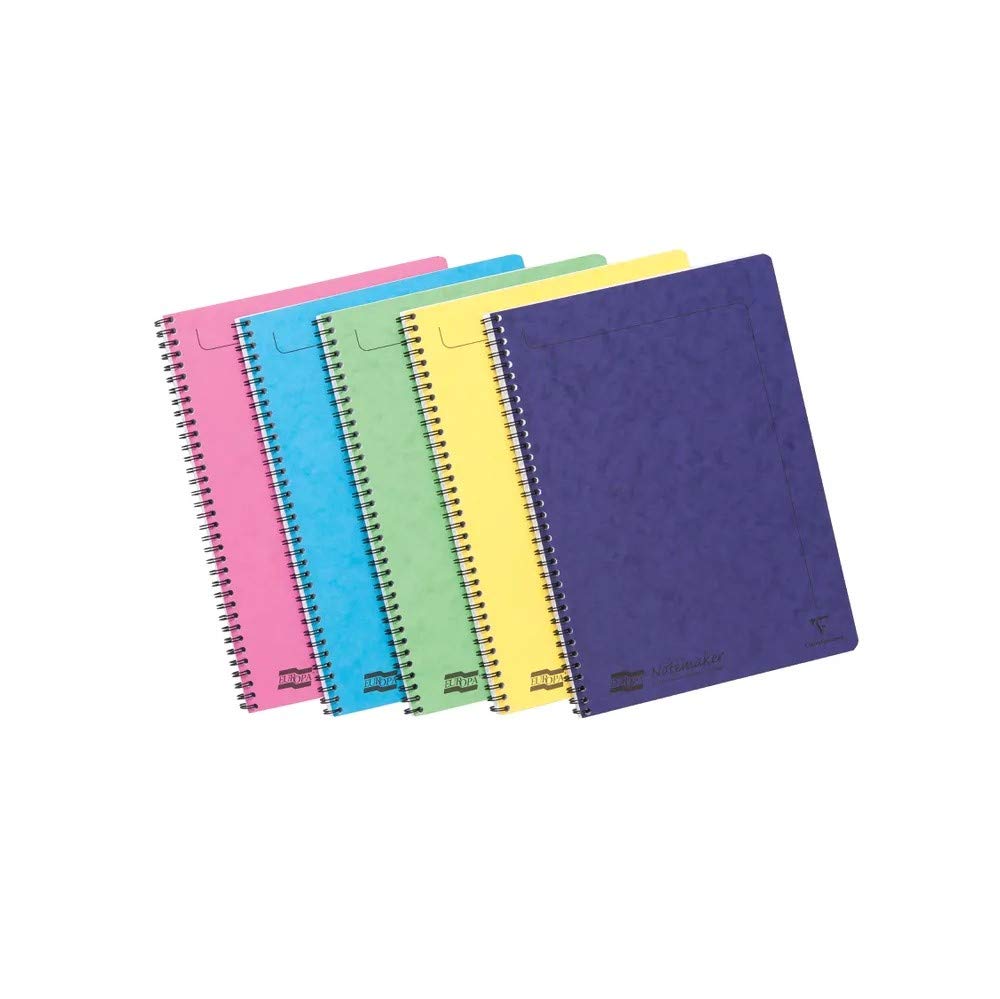 Clairefontaine 3154Z, Set of 10 Notemakers Europa Spiral Notebooks A4 21x29.7cm, 120 Detachable Lined Pages, 90g White Paper