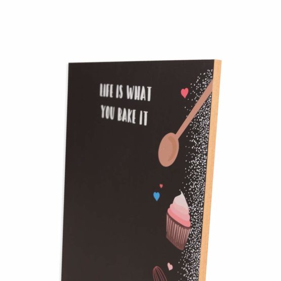 Chalkboards UK Bake It' Small Memo Black Chalkboard/Blackboard/Kitchen Chalk Board with Tray, Piece of Chalk & Felt Eraser. Booth Design Range, Wood, 29.7 x 20.7 x 1 cm - Image 3