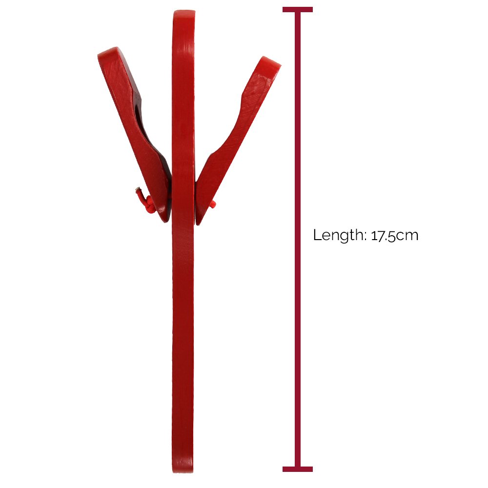 A-Star Wooden Traditional Hand Castanet Clapper in Red - Image 3