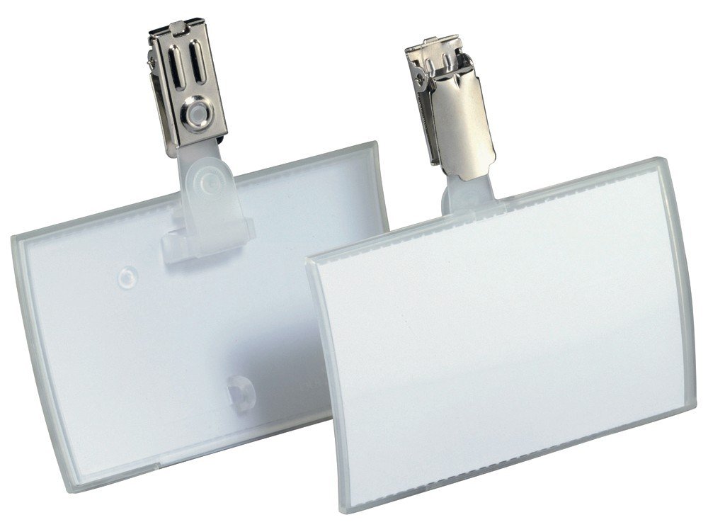 Durable Click Fold Name Badge 54 x 90mm with Clip - Transparent - Pack of 25 - Perfect For Events and Visitor Management