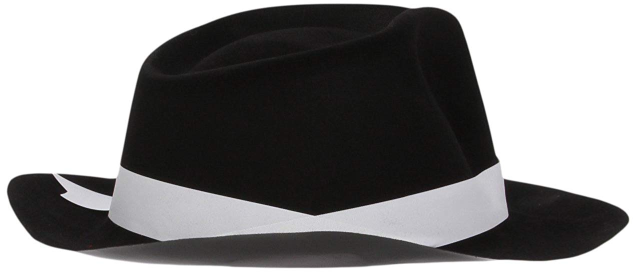 Al Capone Hat, Black, with Band, Flocked Plastic - Image 2