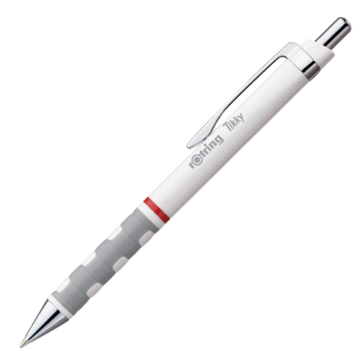 rOtring Tikky Lightweight Ballpoint Pen with Rubberised Grip - White Barrel, Box of 12, 12 Count (Pack of 1) - Image 2