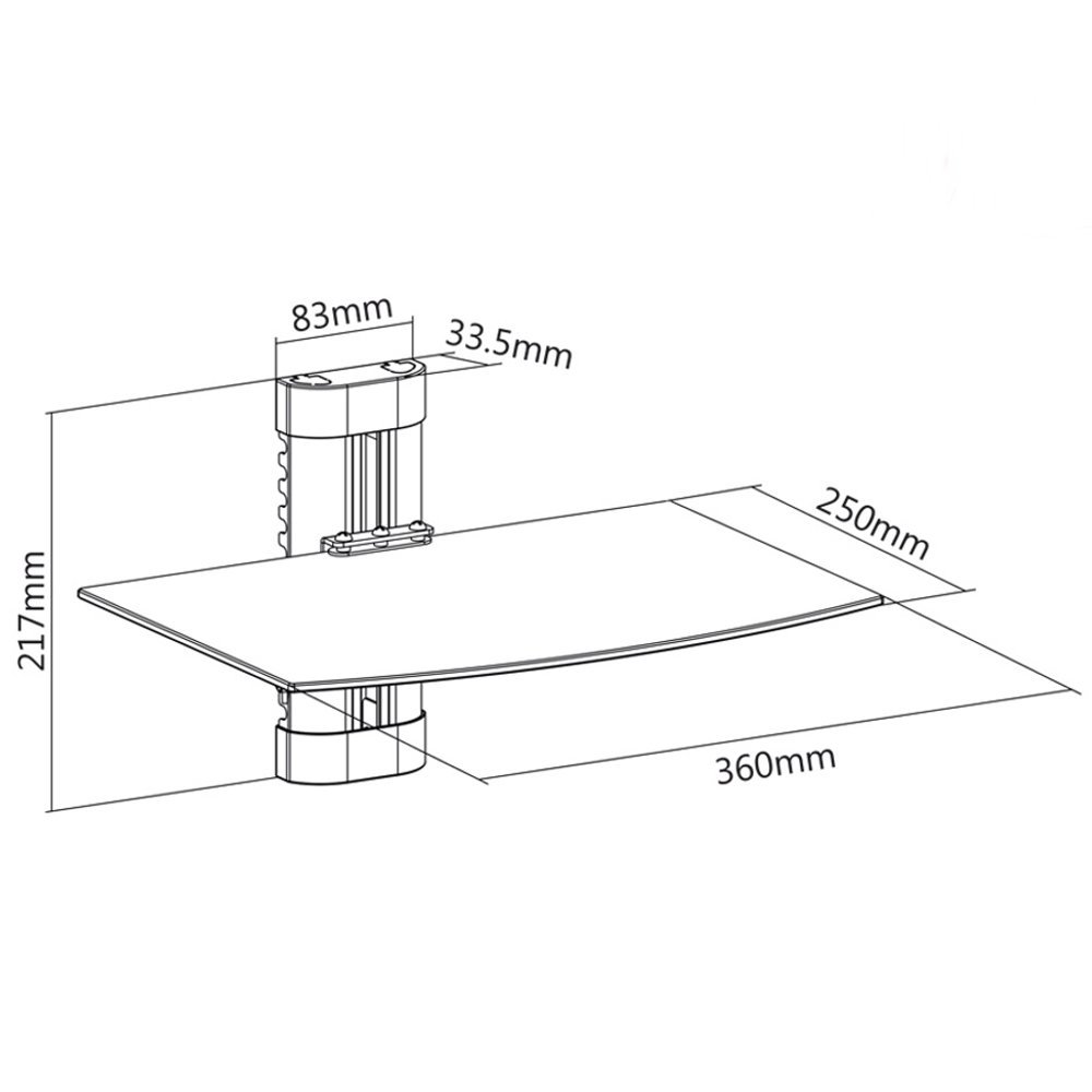 Maclean MC-663 Single Tier Wall Floating Glass Shelf Support DVD Console PS3 Xbox, Black, 1-shelve - Image 2