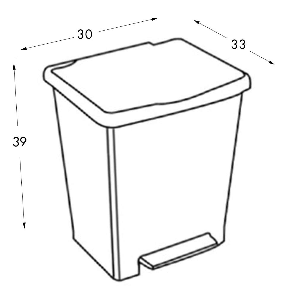 TATAY Cubik Rubbish Bin Kitchen with Pedal 21L, 21L Ecohome, 33.5 x 30 x 39 cm - Image 3