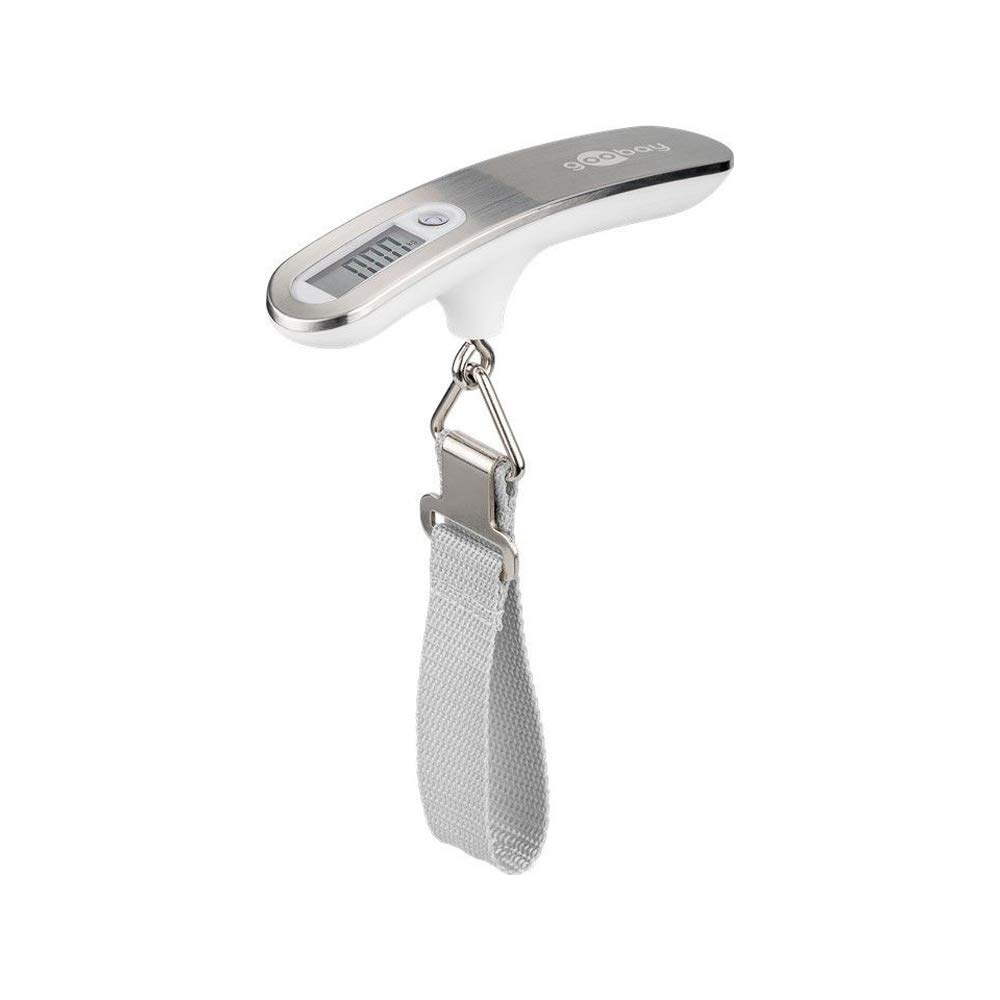 goobay Pèse bagage électronique de voyage 50kg max (Argent), silver, 17.7 x 22 x 4.2 cm