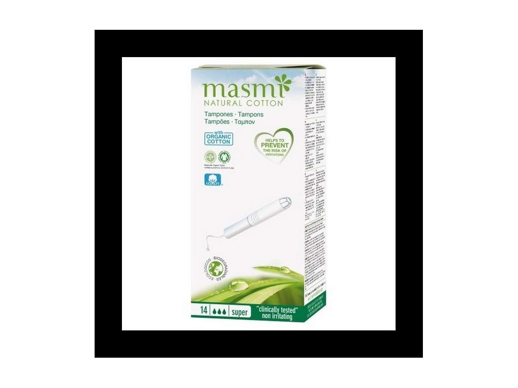 Masmi Natural Organic Cotton Tampons Super Applicator, White, 15 Stück (1er Pack)