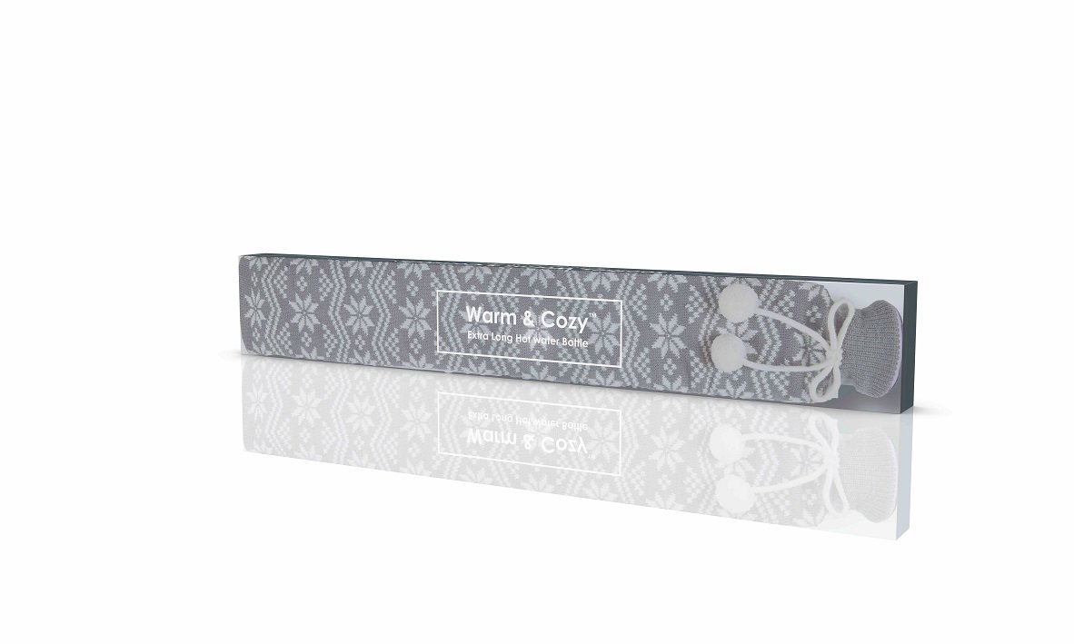 Warmies Extra Long Hot Water Bottle Grey Nordic Knit Snowflake, Medium - Image 3
