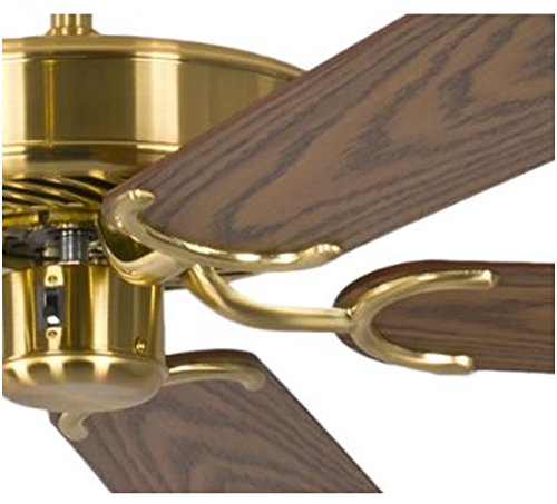 Potkuri 52 inch / 132 cm Reversible Ceiling Fan without Lights in Satin Brass with Oak Blades and Pull Cord - Image 3