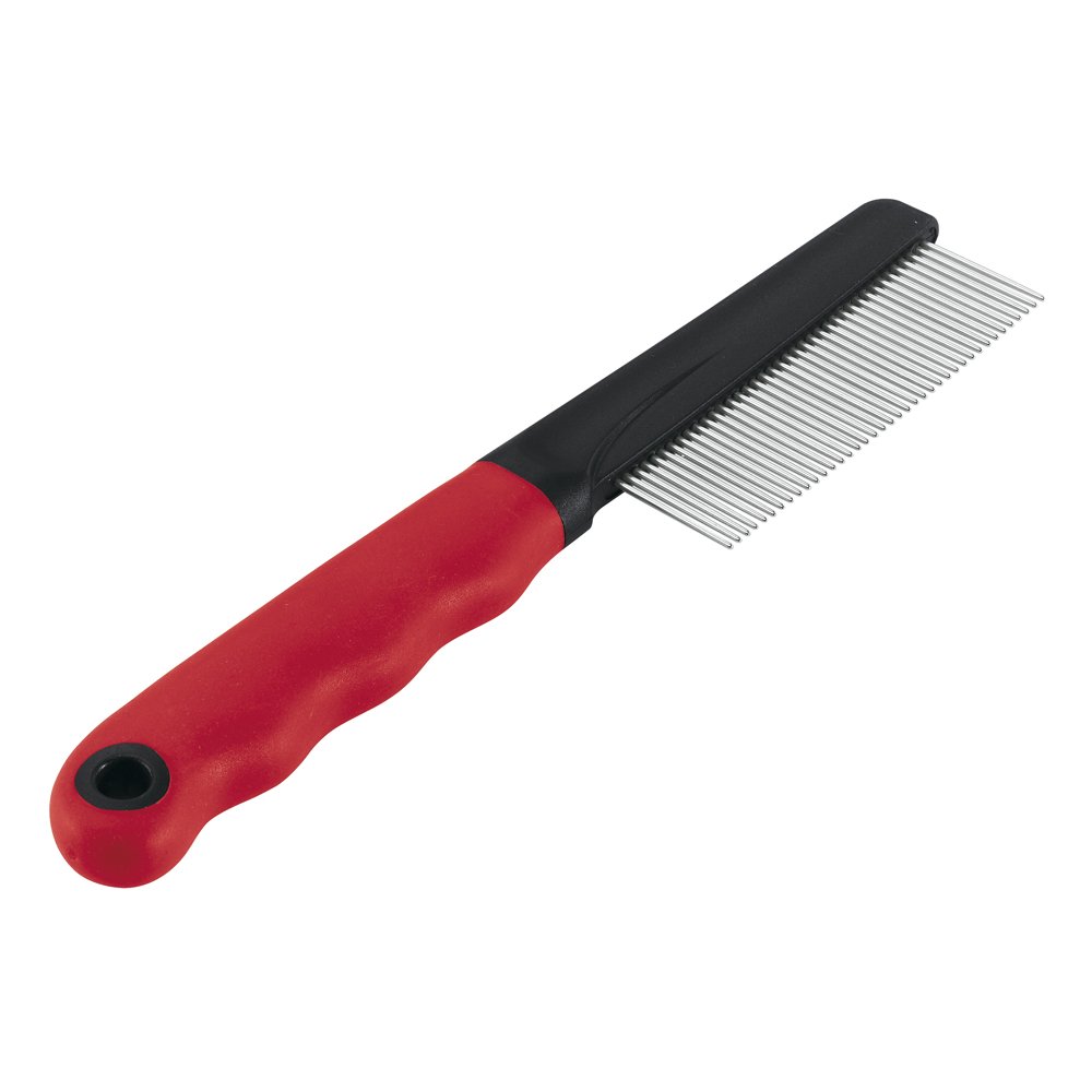 Ferplast Comb for Medium and Long-Haired Dogs and Cats, Rounded Chrome Teeth, Non-Slip and Ergonomic Handle