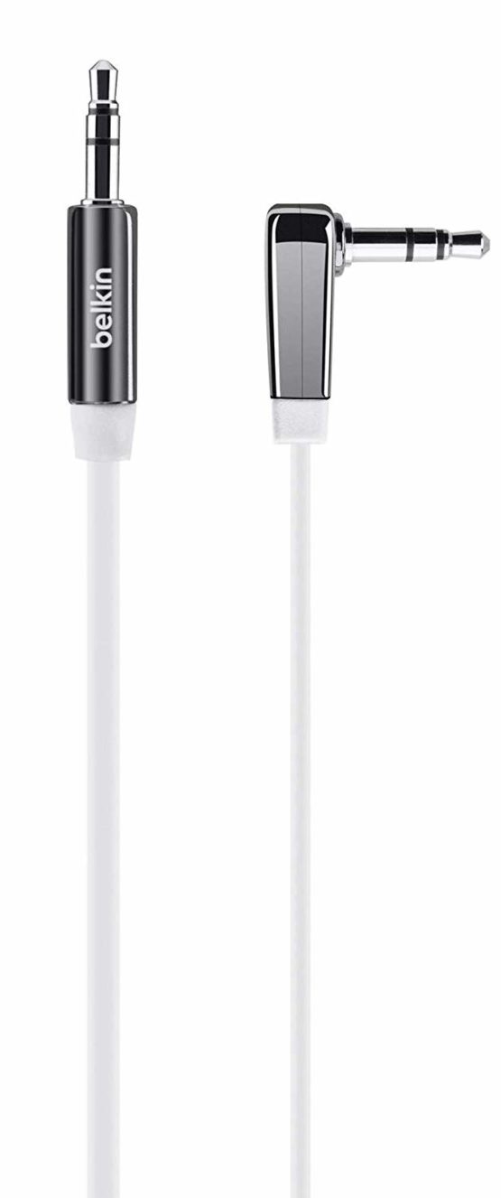 Belkin AV10128CW03-WHT MixIt Colour Range 0.9m Flat Right Angle AUX Cable - White - Image 2