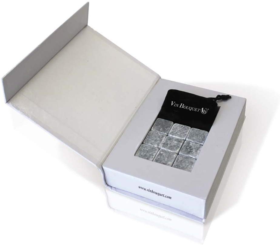 Vin Bouquet Natural Soap Stone Chill Rocks, Set of 9pcs with Magnetic Box and Velvet Pouch, Grey, 11 x 15.5 x 3 cm - Image 3
