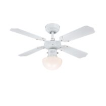 Westinghouse Lighting Portland Ambiance Indoor Ceiling Fan, Metal, 1 W, White Finish with Reversible White/Beech Blades