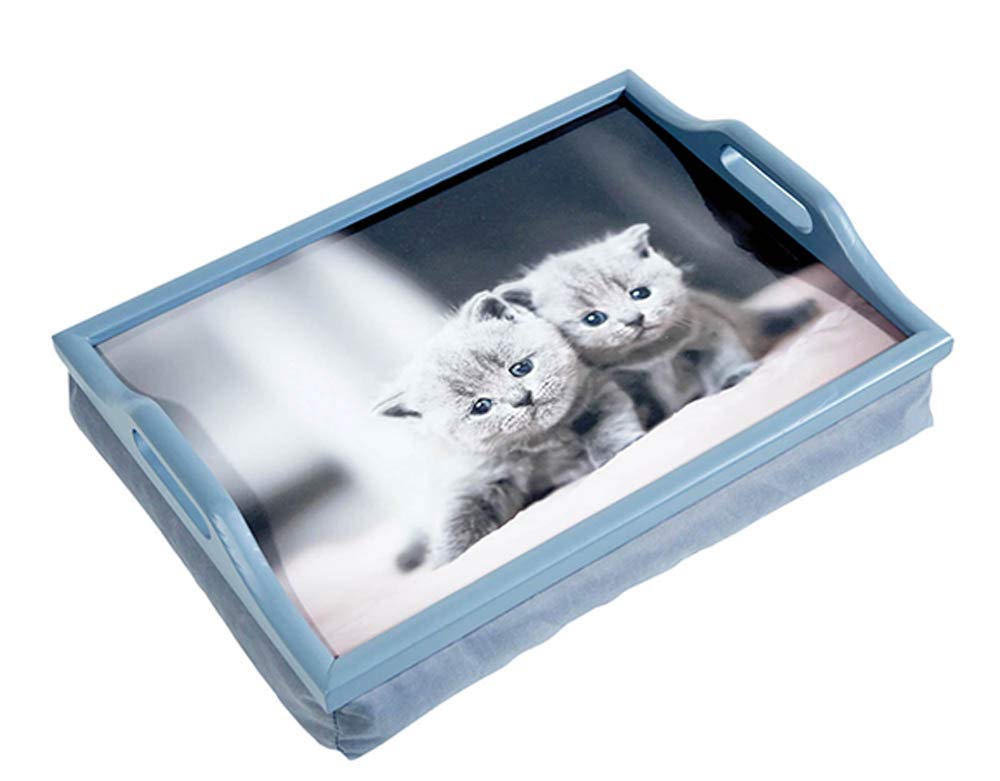 Aidapt Wooden Lap Tray with Handles and Cushion Kittens Design Handles on Side for Great Stability Lightweight Fully Portable