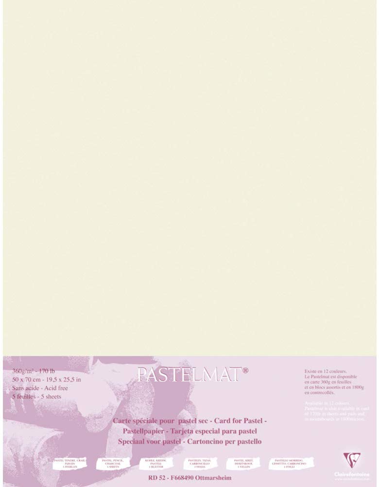 Clairefontaine, Ref 96166C, Pastelmat Card Sheets (Pack of 5 Sheets), 360gsm Card, 50 x 70cm, Sand Colour
