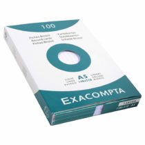 Exacompta Bristol Ruled Record Card, Unpunched, A5 - White, Pack of 100