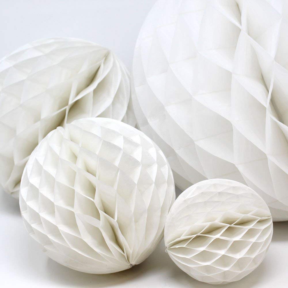 14"(35CM) Paper Honeycomb Balls (Pack of 3) Several Colours Available (White), 14" (35cm) - Image 2