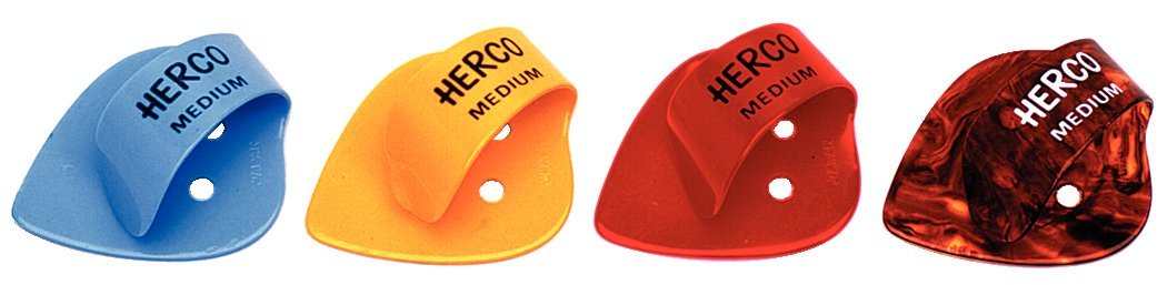 Herco® HE111 Flat Thumbpicks, Light, 24/Bag, Assorted,Blue,Red