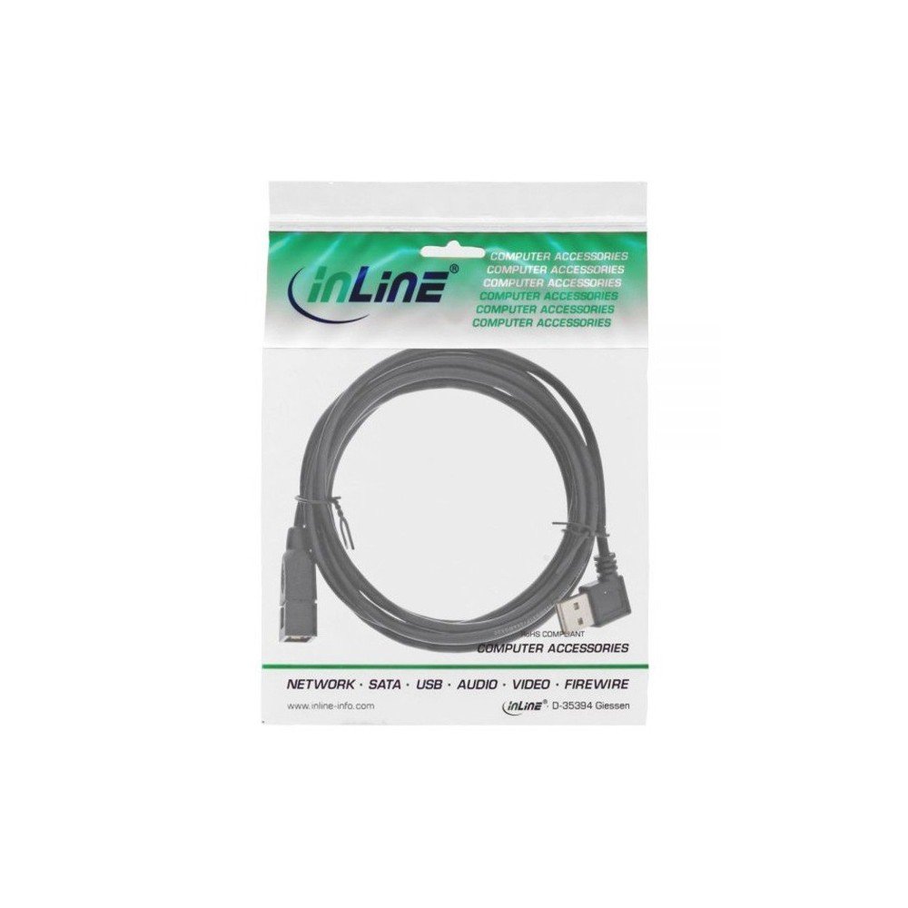 InLine 34610R Smart 20ft Right Angle USB 2.0 Extension Cable Male to Female Type A 1 m Black, 1 meter - Image 2
