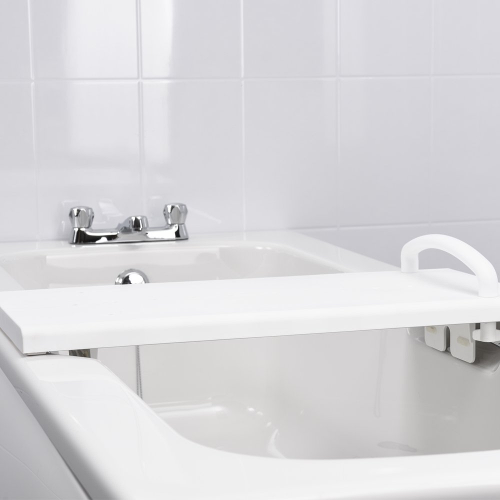 NRS Healthcare Myco Adjustable Bath/Shower Board, 66 - 76 cm with Handle, White - Image 2