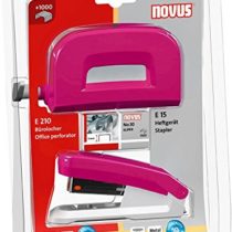 Novus 020-1874 Twin Set Stapler with Punch E 15/E 210 – Desk Set Pink