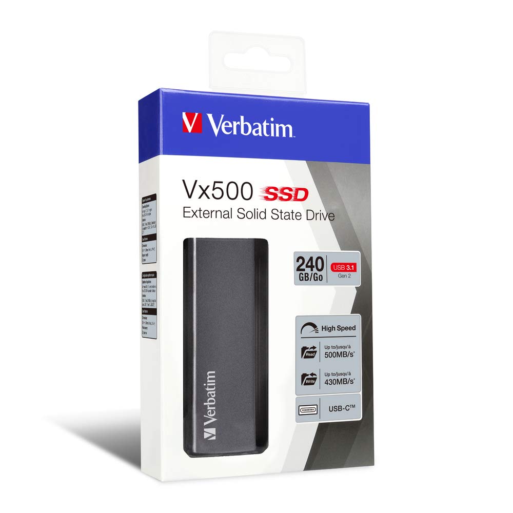 Verbatim Vx500 SSD, 240 GB, Space grey, 29 g, External SSD, USB 3.0 SSD, Lightweight SSD External, for Windows & Mac OS X - Image 4