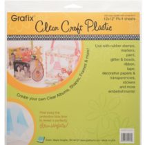 Grafix Craft Plastic Sheets 12 x 12 inches 4 per Package Clear .020, 12" x 12"
