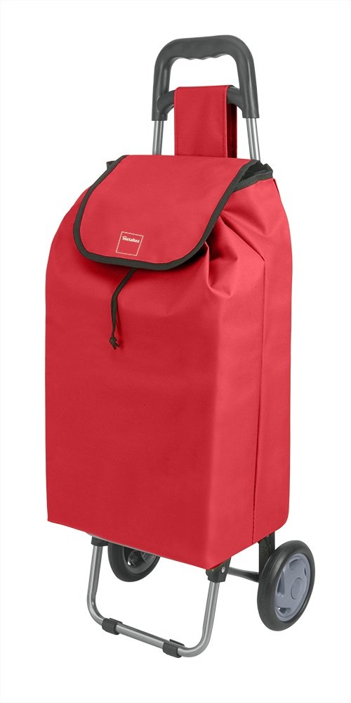 Metaltex Daphne Shopping Trolley with 2 Wheels, Metal, 120 x 60 x 6 cm 120x60x6 cm red, 100x65x20 cm