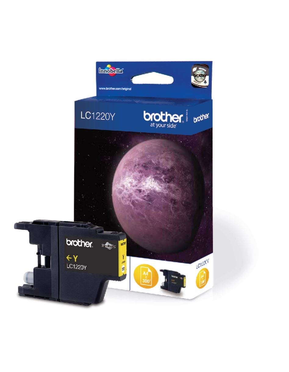 Brother LC-1220Y Inkjet Cartridge, Yellow, Single Pack, Standard Yield, Includes 1 x Inkjet Cartridge, Brother Genuine Supplies