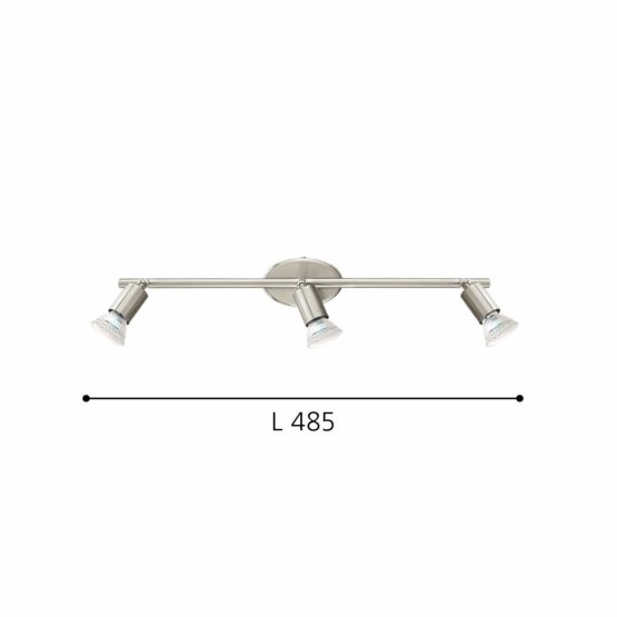 EGLO LED Ceiling Light Buzz LED 3-Bulb Ceiling Light Metal in Matte Nickel for Living Room / Kitchen / Spotlights with GU10 Bulb Warm White Length 48.5 cm - Image 2