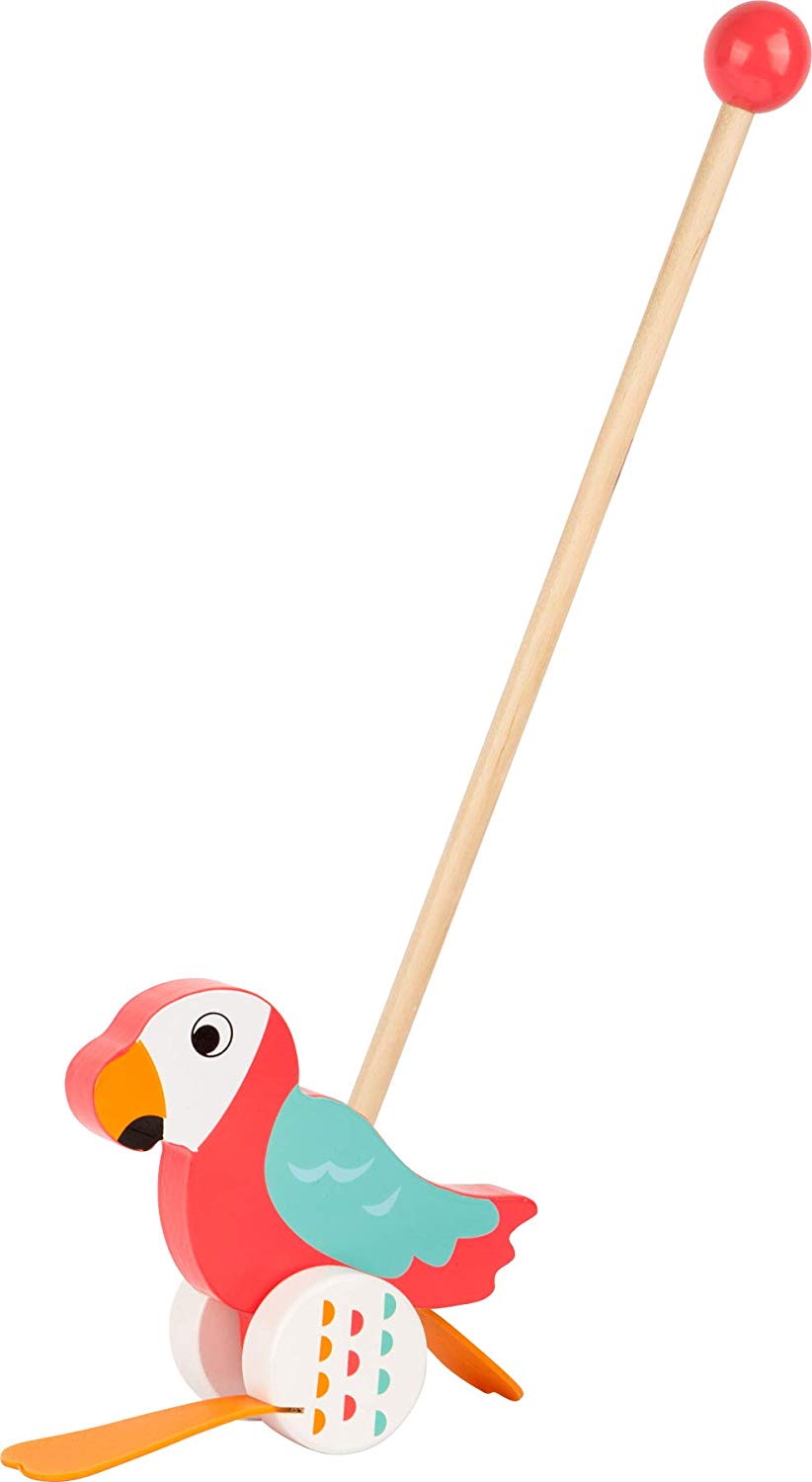 small foot 10475 pushing animal parrot "Lori" made of wood, waddles along on every outing, Multicolor