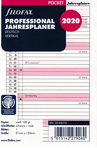 Filofax 000020 68276 Calendar, Pink