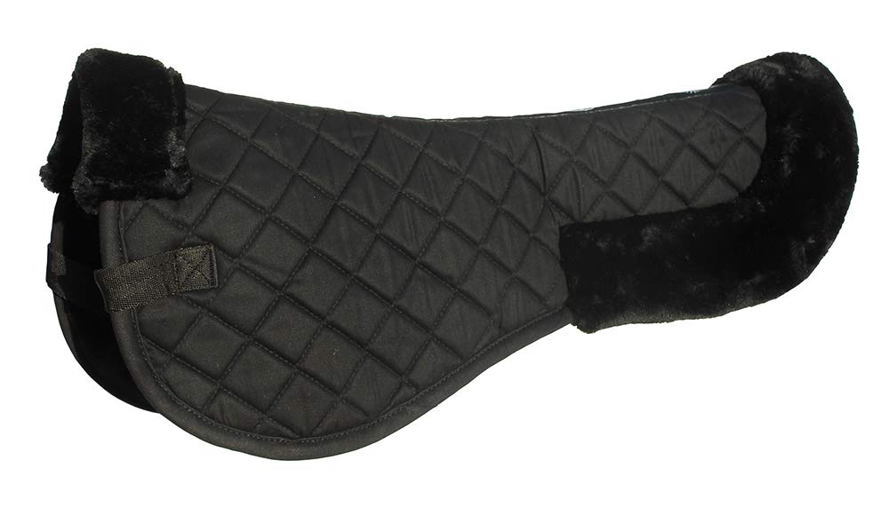 Rhinegold Cotton Horse Riding Saddle Pad, Luxury Equestrian Cotton Pad Saddle with Faux Fur