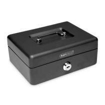 Rapesco SB0010B1 Cash Box with Keys 10 inches (25 cm), Metal - Black