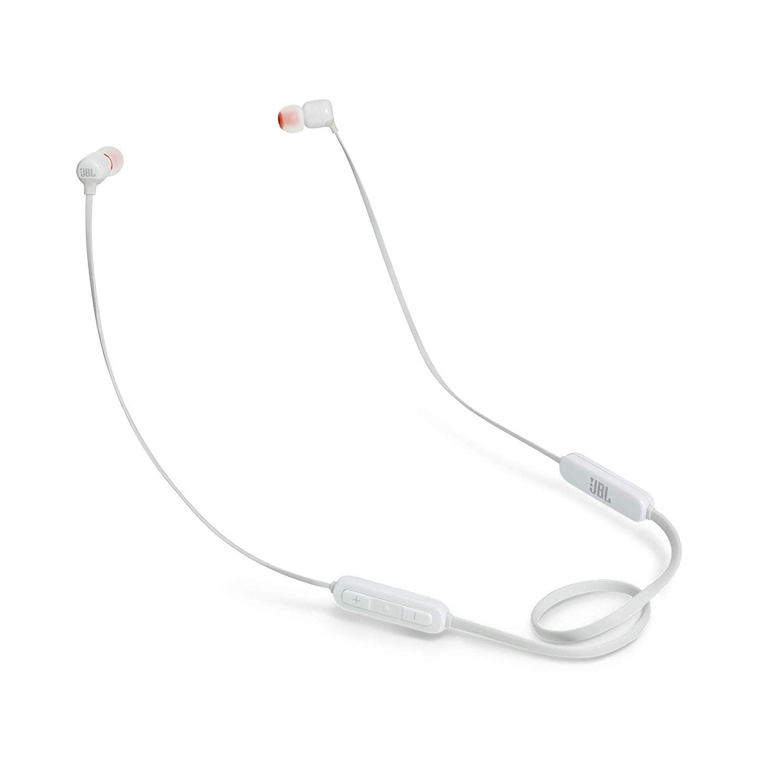 JBL TUNE 110BT Wireless In-Ear Headphones with Bluetooth – Neck flat tangle-free cable – Up to 6 hours of music – White